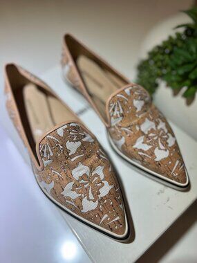 Nicholas Kirkwood Floral Cork Leather Flats Sz 7 NWT